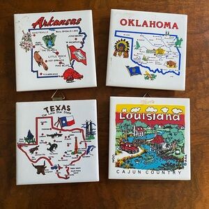 TOLA Vintage State Souvenir Trivet Tiles wall hangings Texas Oklahoma Louisiana